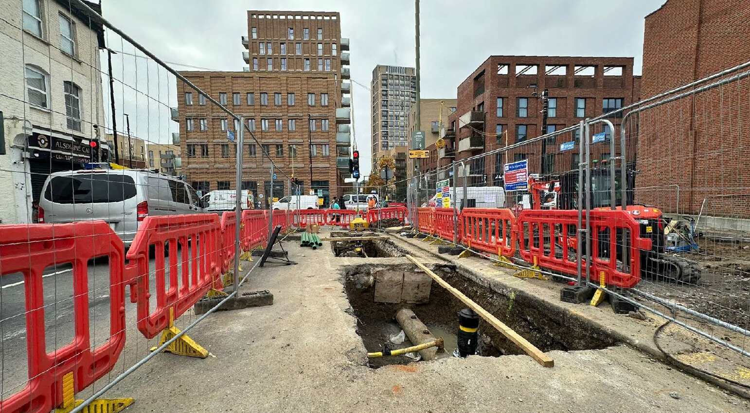 West Hendon Broadway development aerial view showing the waterside location and architectural design